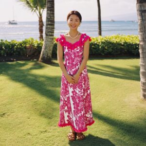 RCD1Pハイビスカス ロングドレス/ピンク